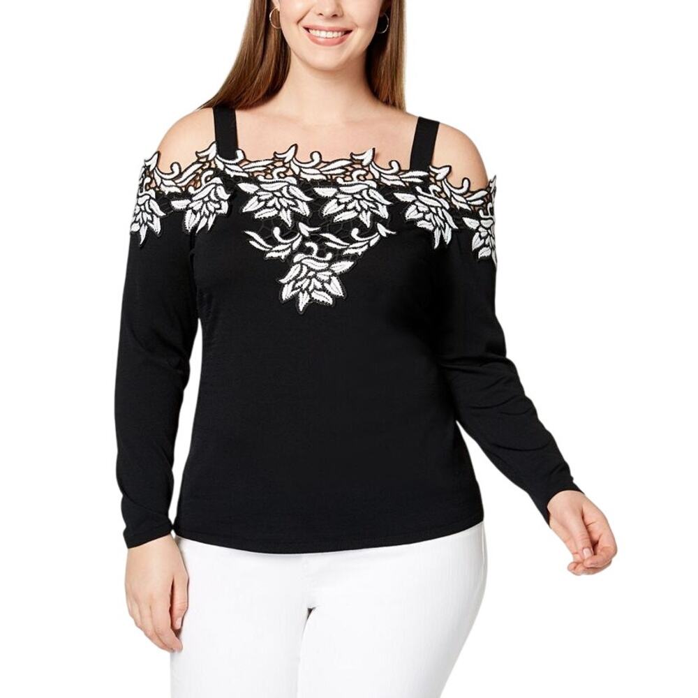 NWT I.N.C. Appliquéd Off-The-Shoulder Sweater, XXL